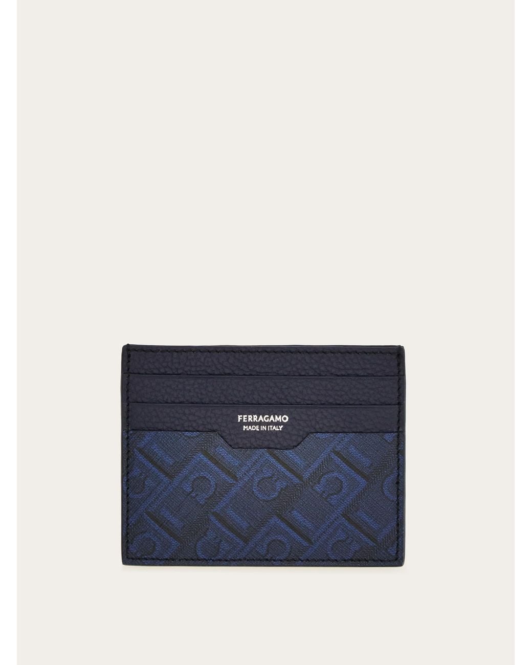 Ferragamo Blue Monogram Credit Card Holder for men