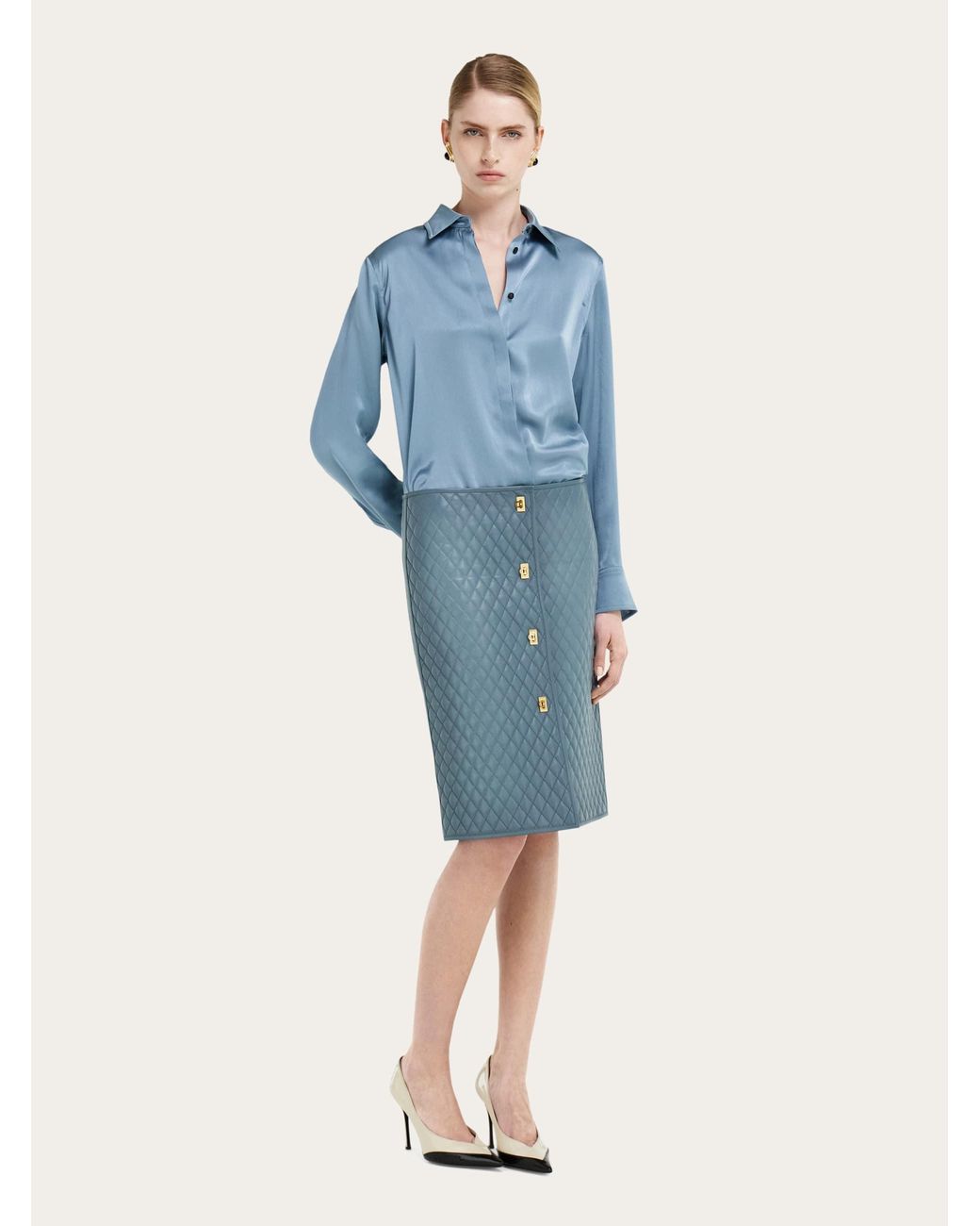 Donna Camicia Fluida di Ferragamo in Blue