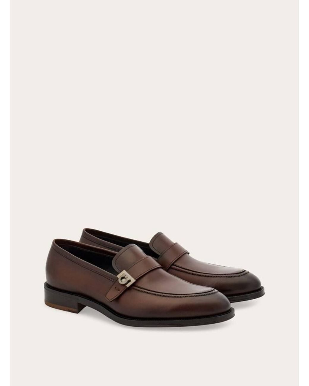 Ferragamo Brown Loafer With Hug Buckle for men