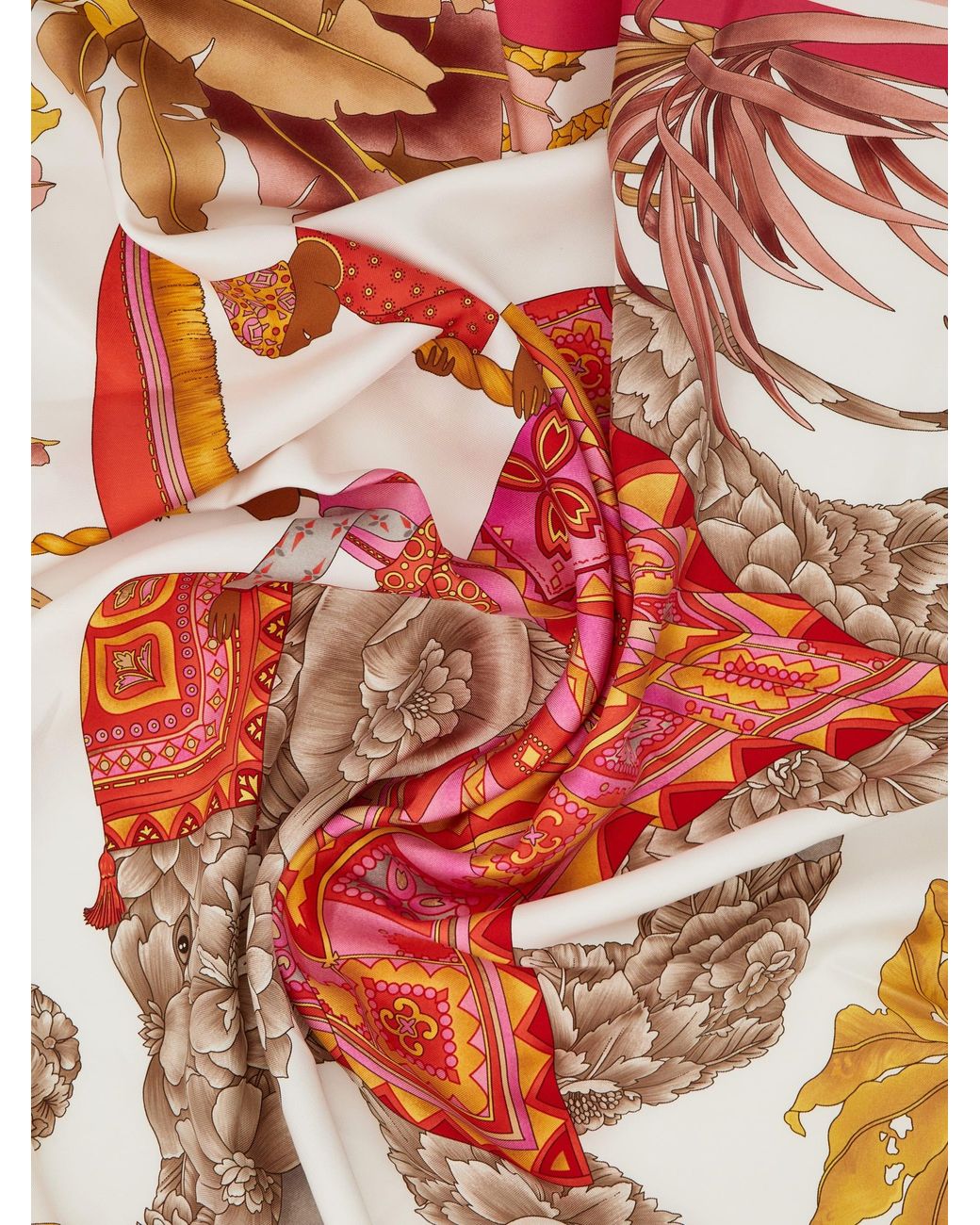 Ferragamo Pink India Print Silk Scarf