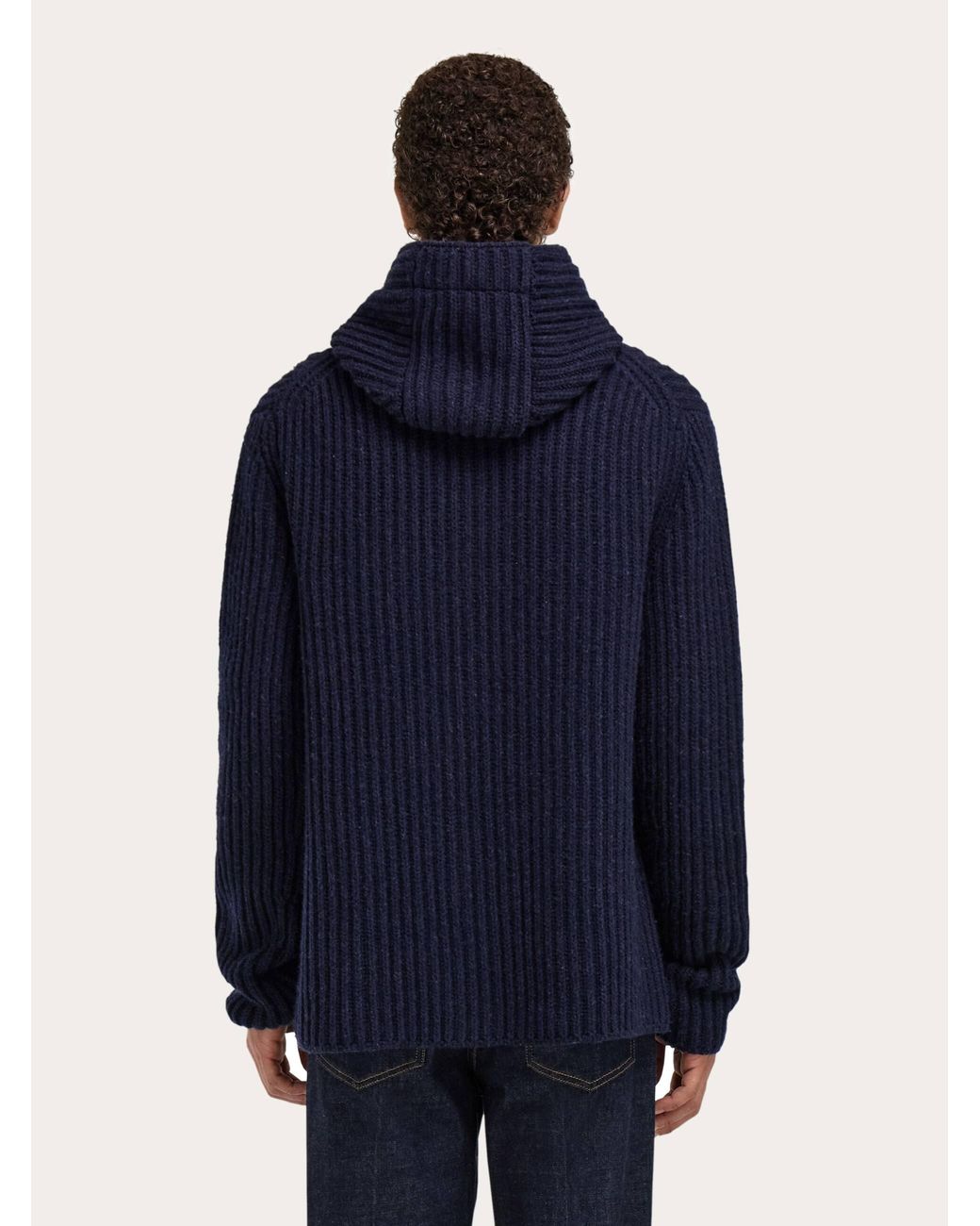 Ferragamo Blue Wool Blend Duffle Coat for men