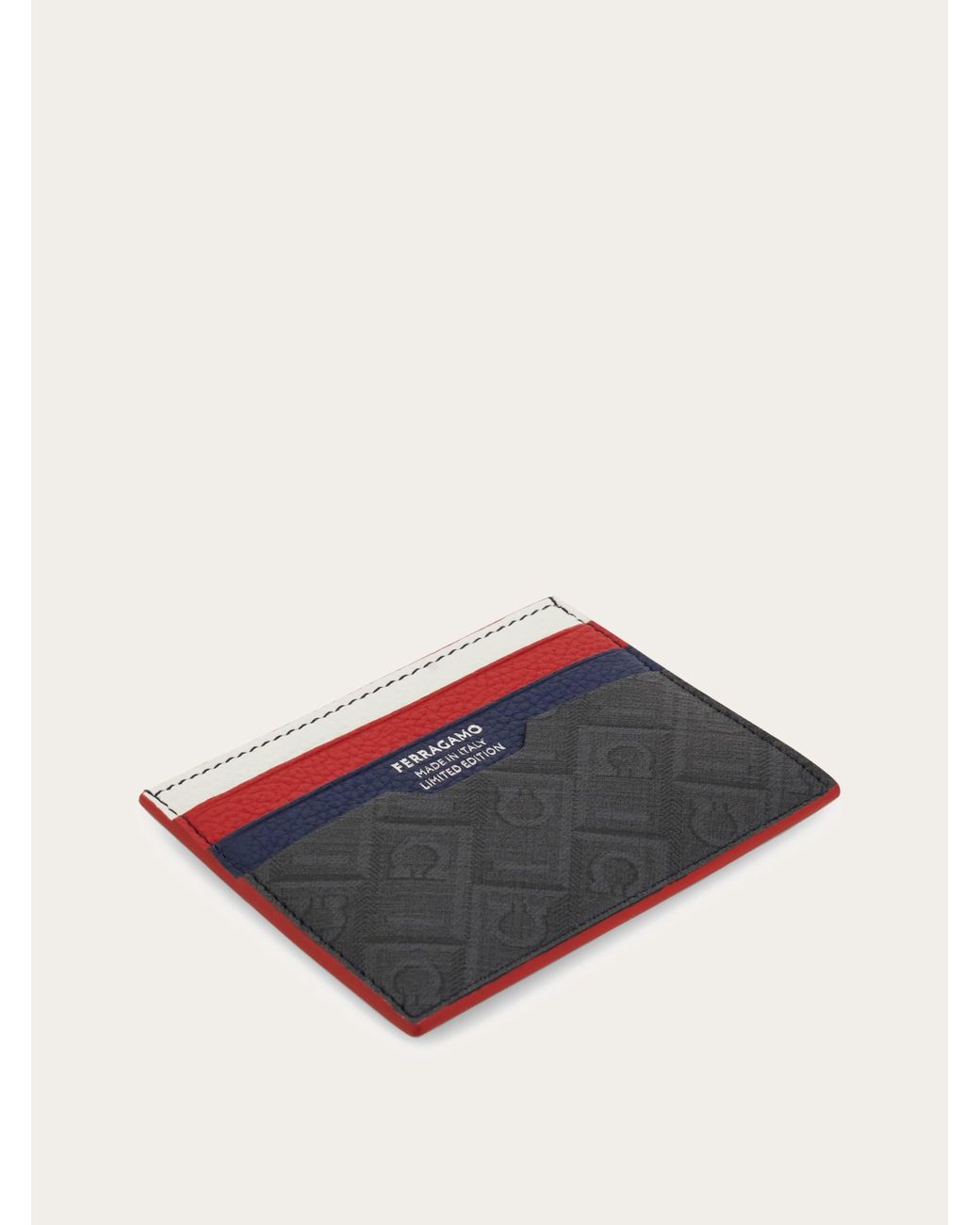 Ferragamo Blue Monogram Credit Card Holder for men