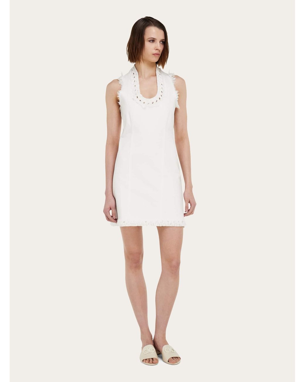 Ferragamo White Short Denim Dress
