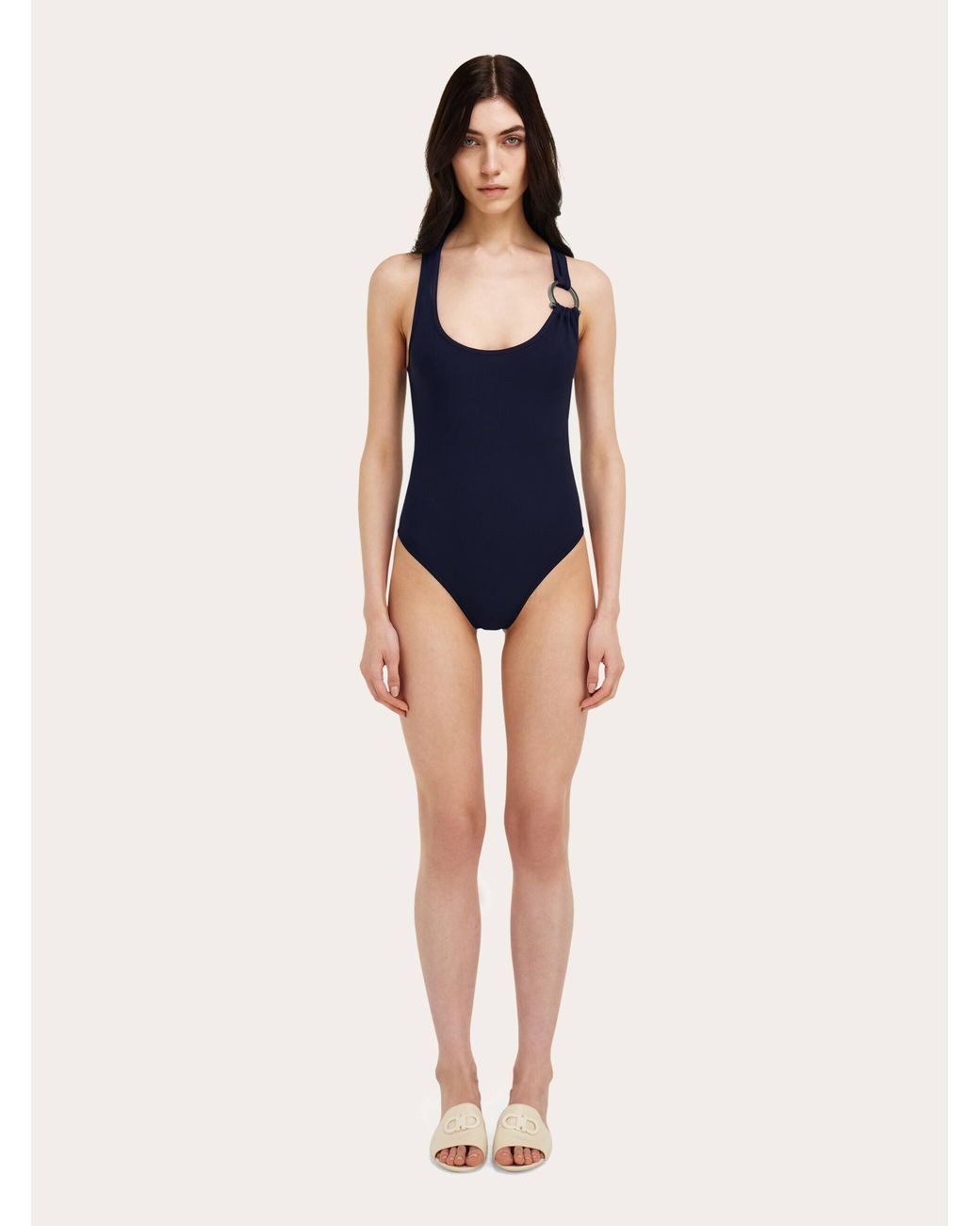 Ferragamo Blue Gancini Full Swimsuit
