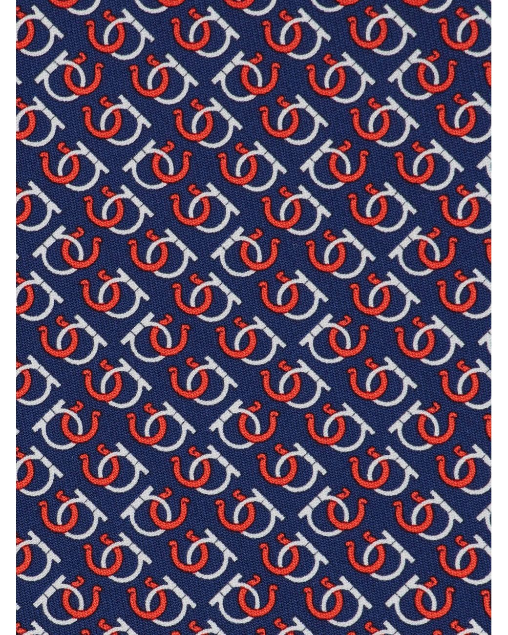 Ferragamo Purple Good Luck Print Silk Tie for men