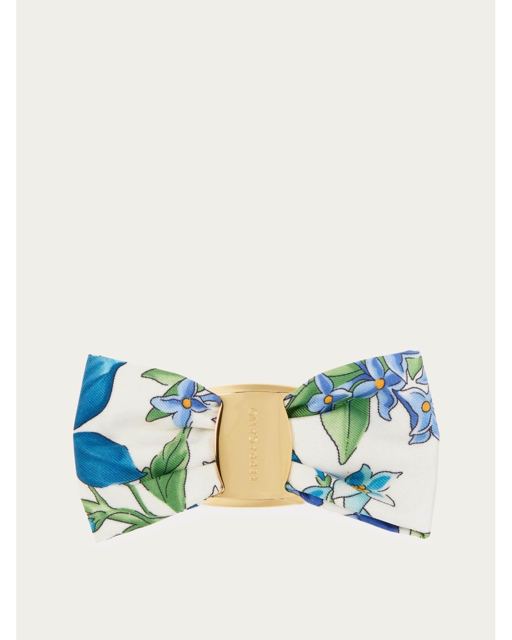 Ferragamo Blue Spring Print Vara Bow Hair Clip