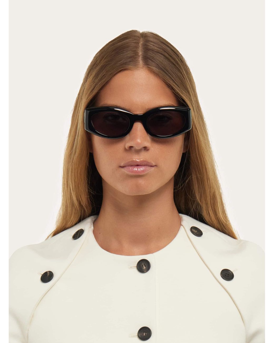 Ferragamo Black Rectangular Frame Sunglasses