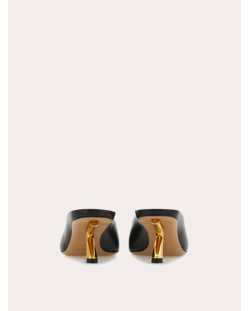 Ferragamo Black S-Shaped Heel Mule .5