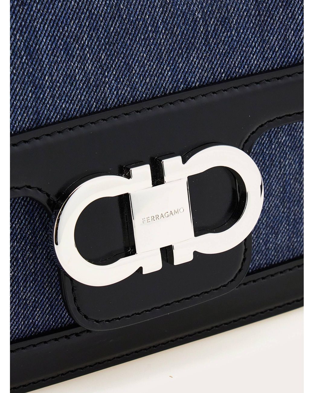 Ferragamo Blue Double Gancini Crossbody Bag (Xs)