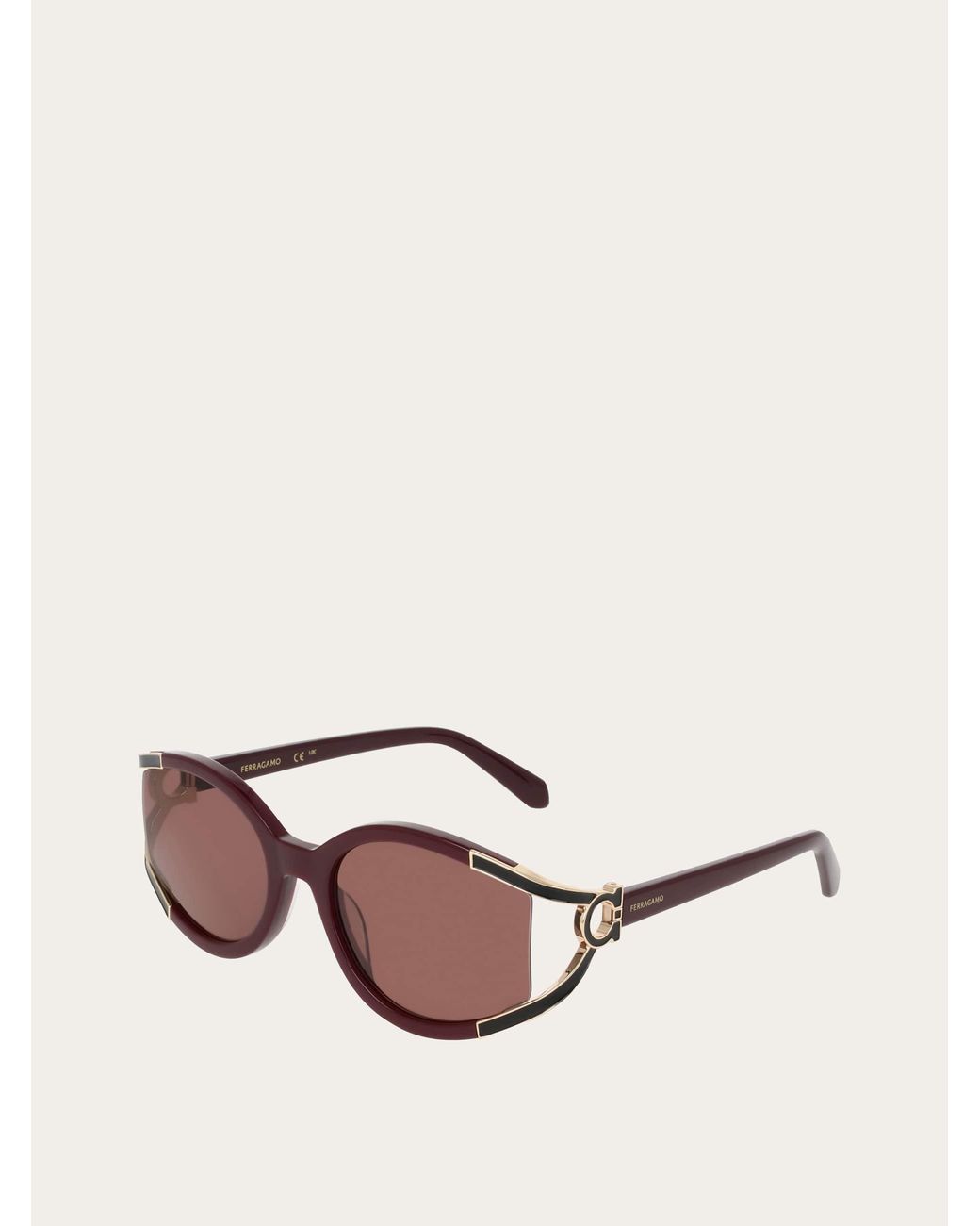 Ferragamo Pink Oval Frame Sunglasses