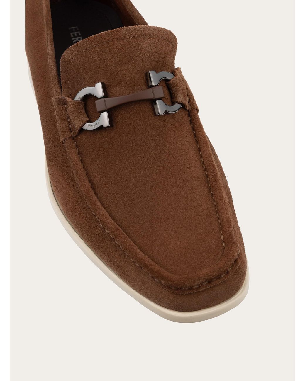 Ferragamo Brown Gancini Ornament Loafer for men