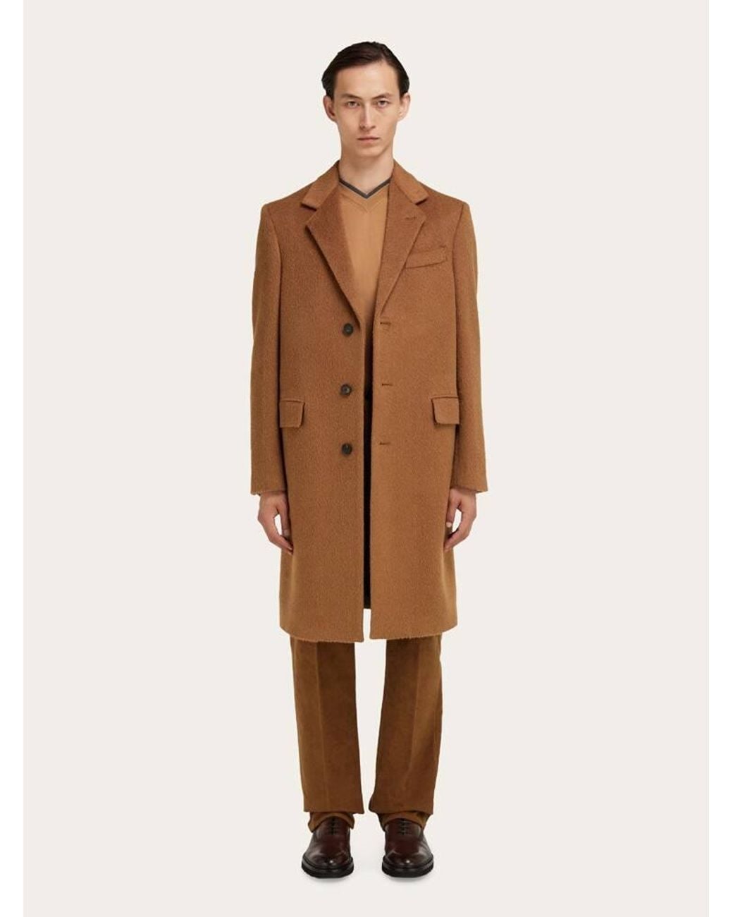 Ferragamo Brown Single-Breasted Coat for men