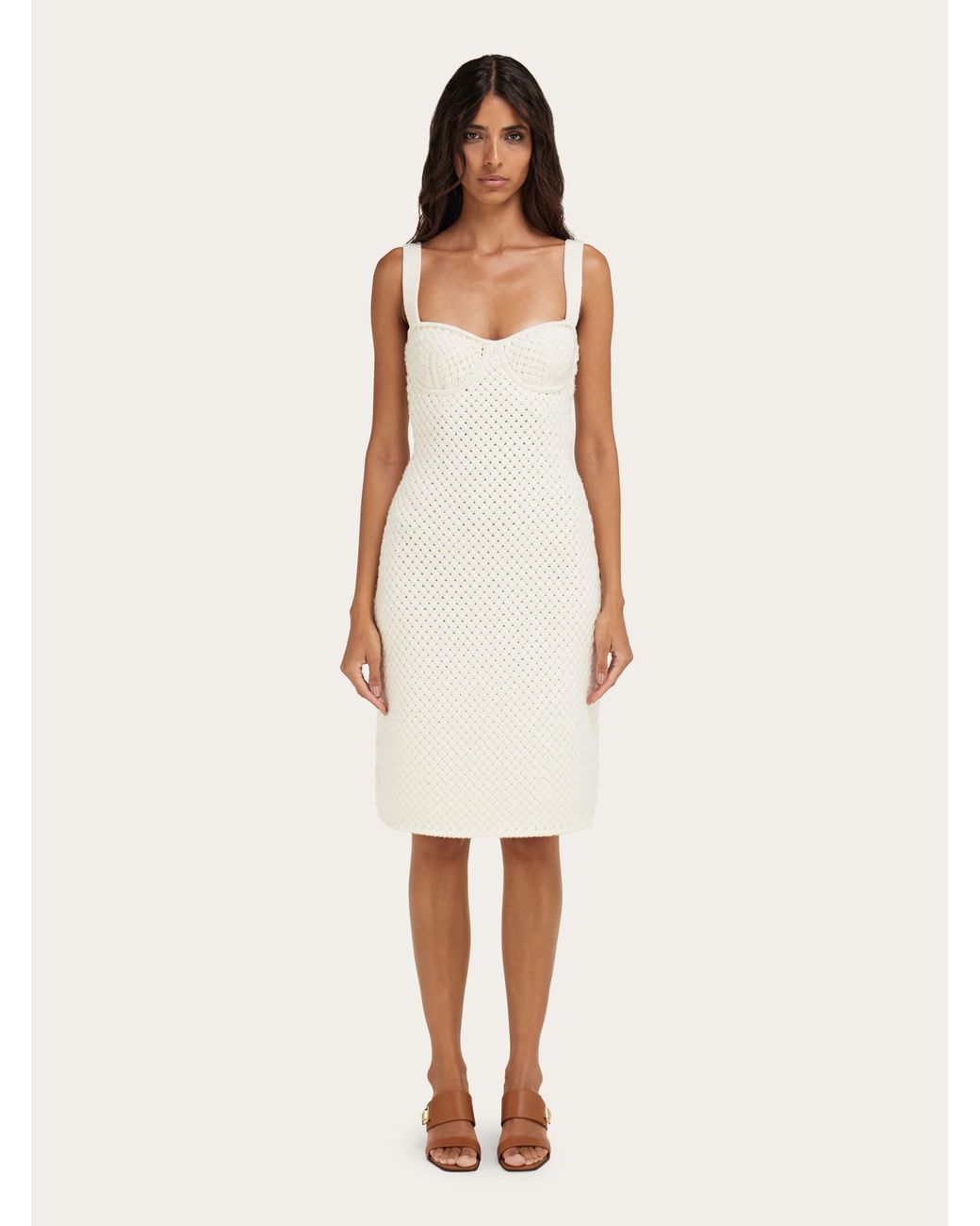 Ferragamo White Knitted Dress