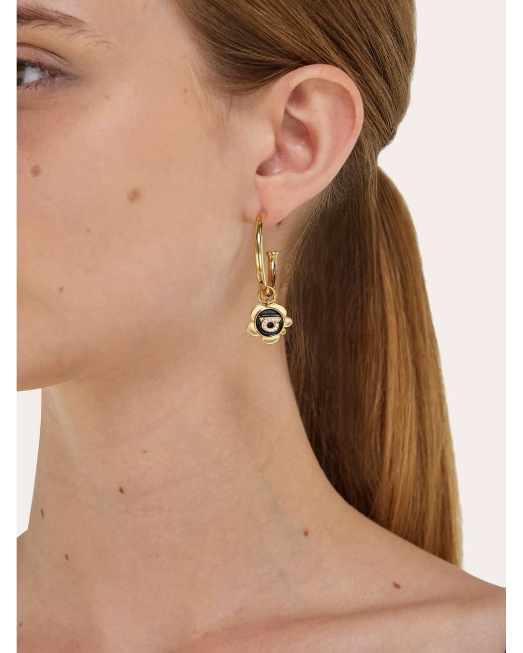 Ferragamo Natural Charm Gancini Hoop Earrings