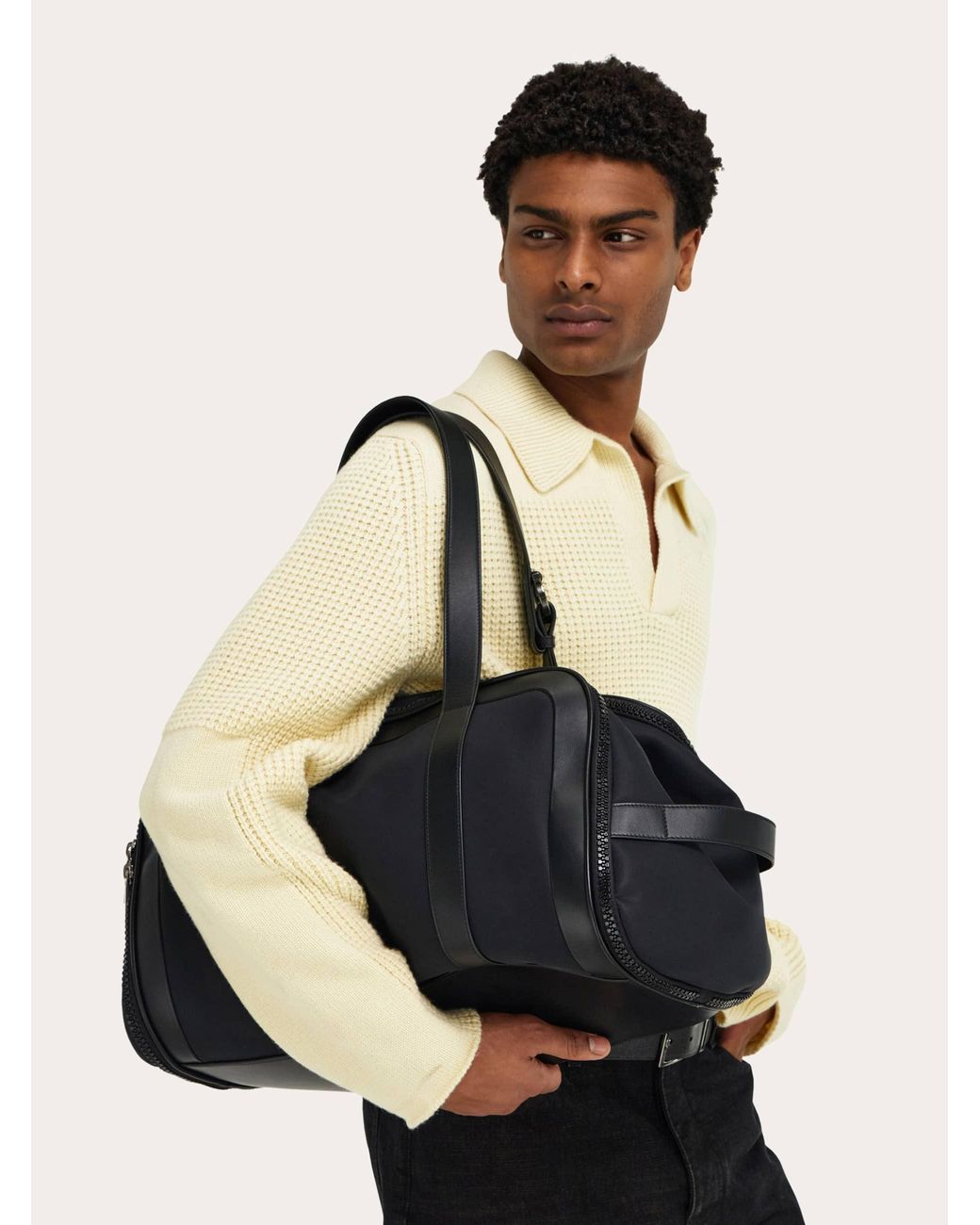 Ferragamo Black Foldable Weekend Bag for men