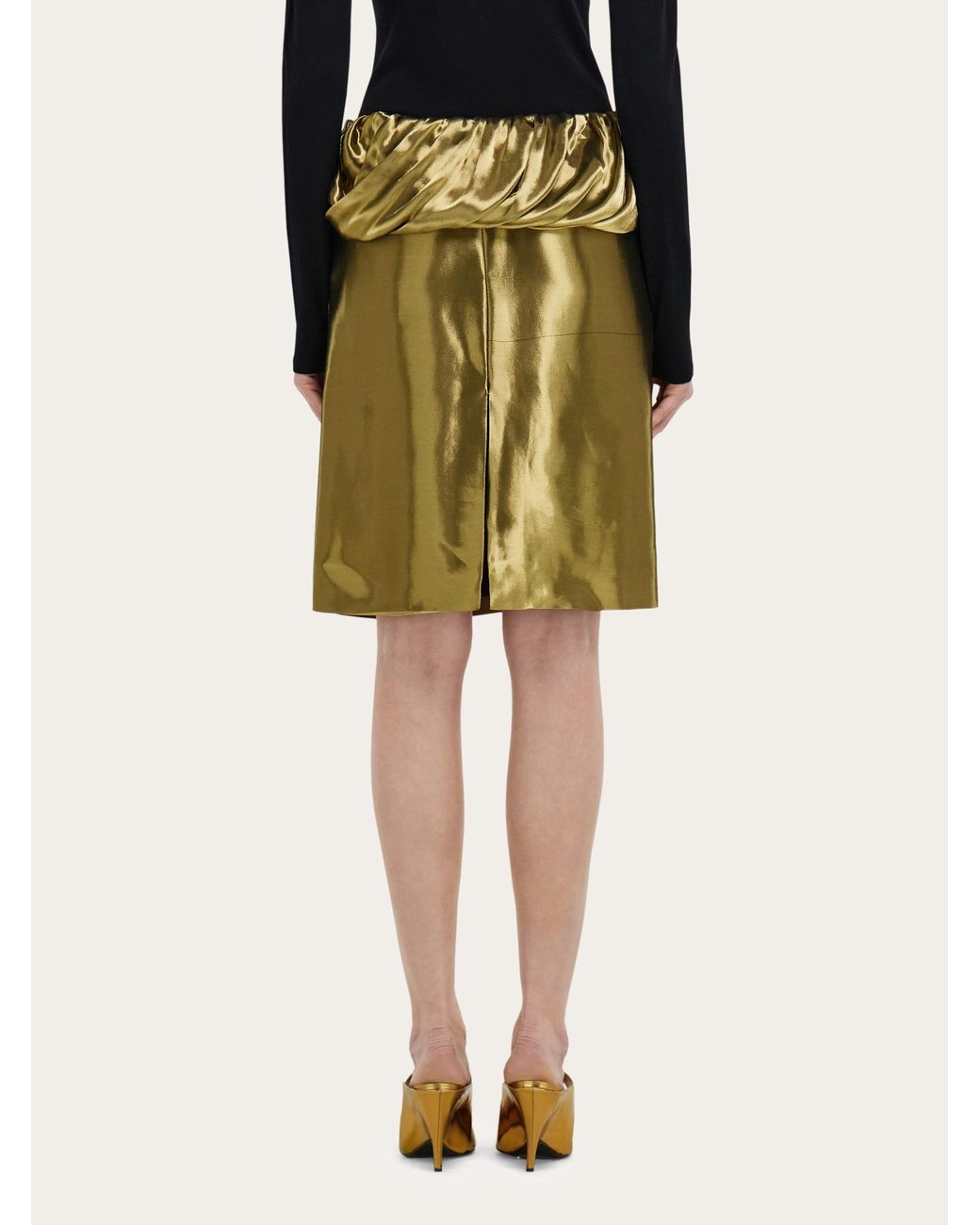 Ferragamo Green Liquid Lamé Skirt