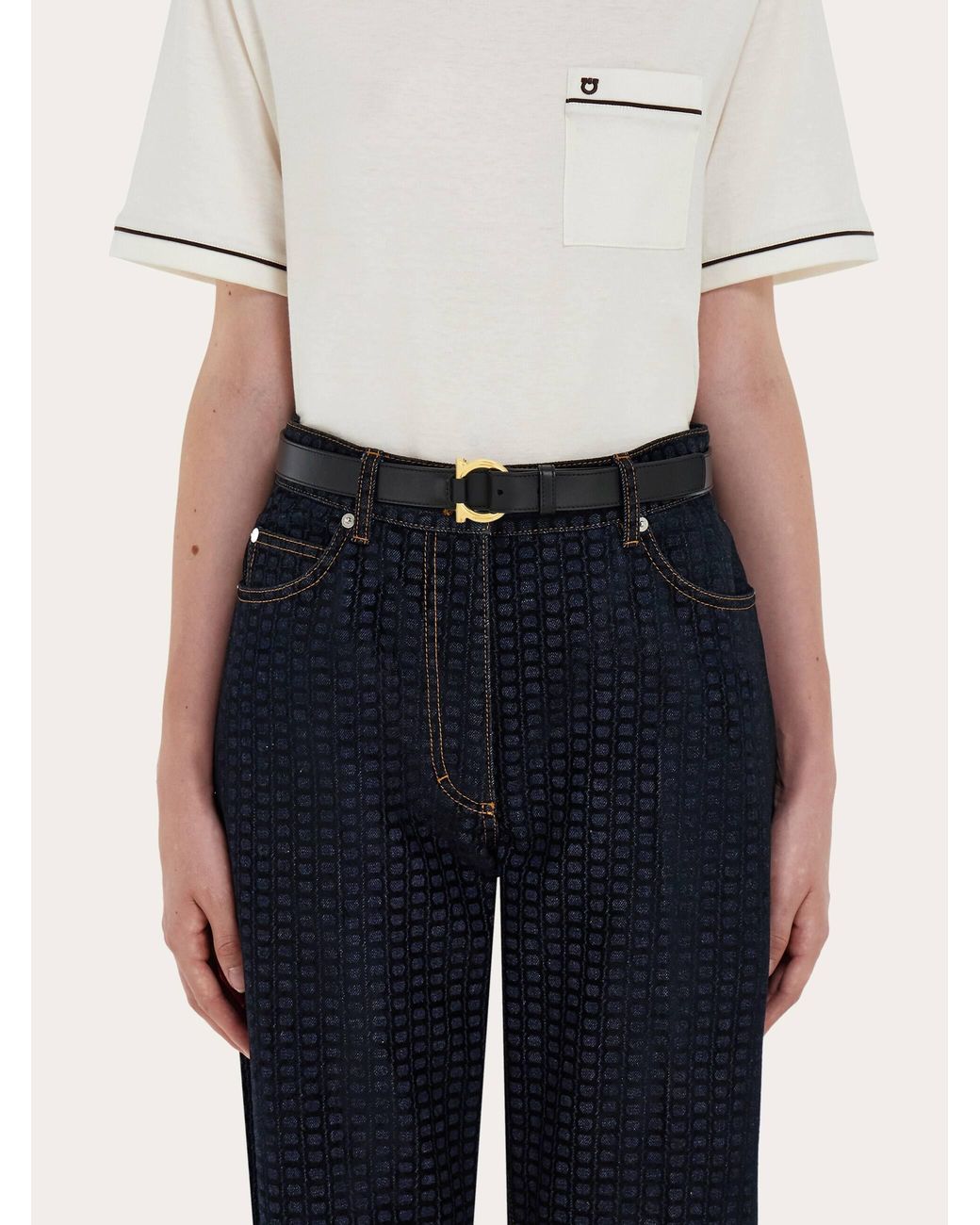 Ferragamo White Gancini Belt