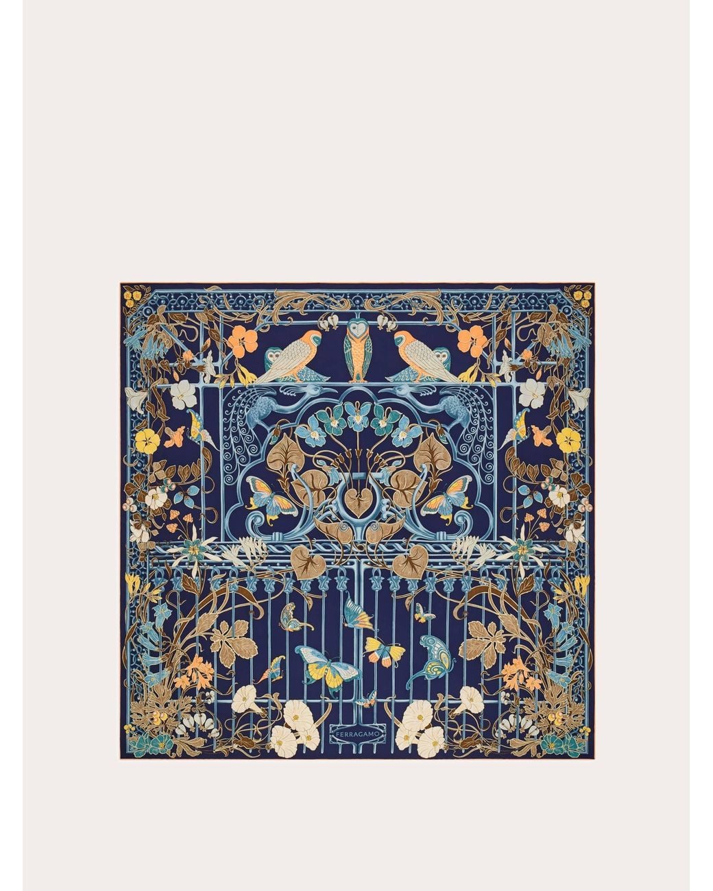 Ferragamo Blue Liberty Print Silk Scarf