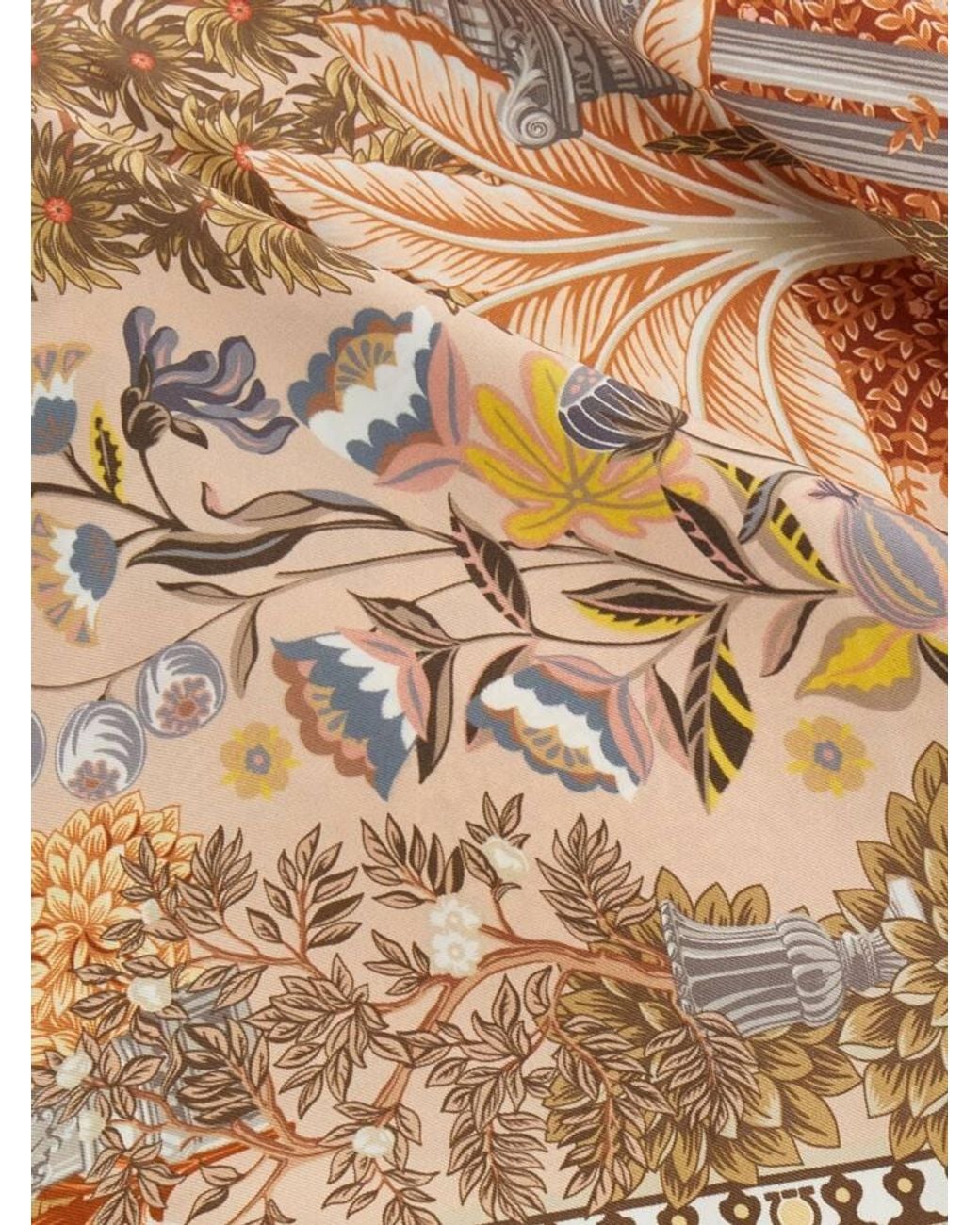 Ferragamo Natural Garden Print Silk Scarf