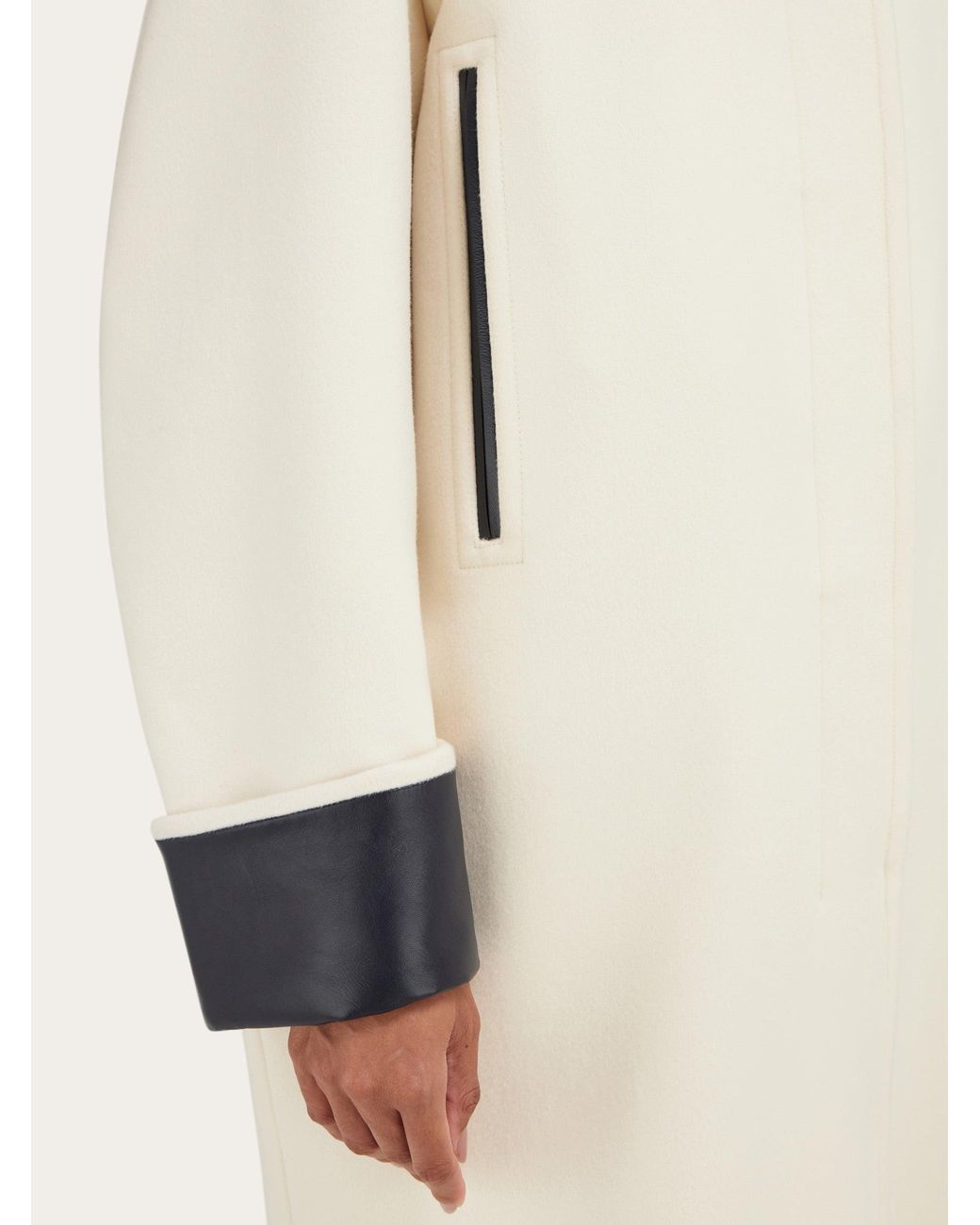 Ferragamo Natural Single Breasted Wool And Cashmere Coat