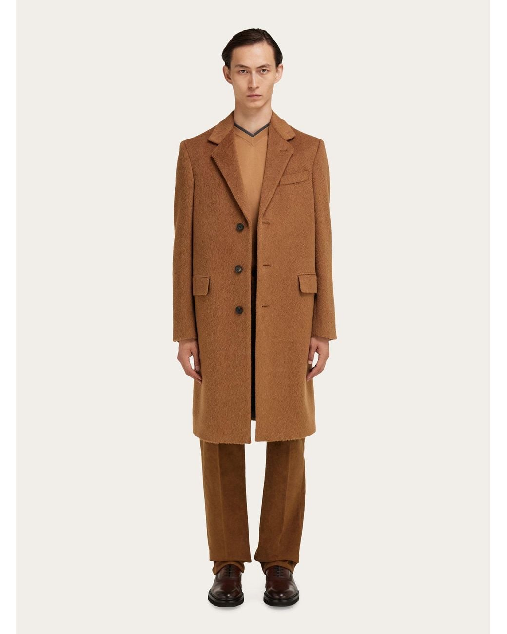 Ferragamo Brown Single-Breasted Coat for men