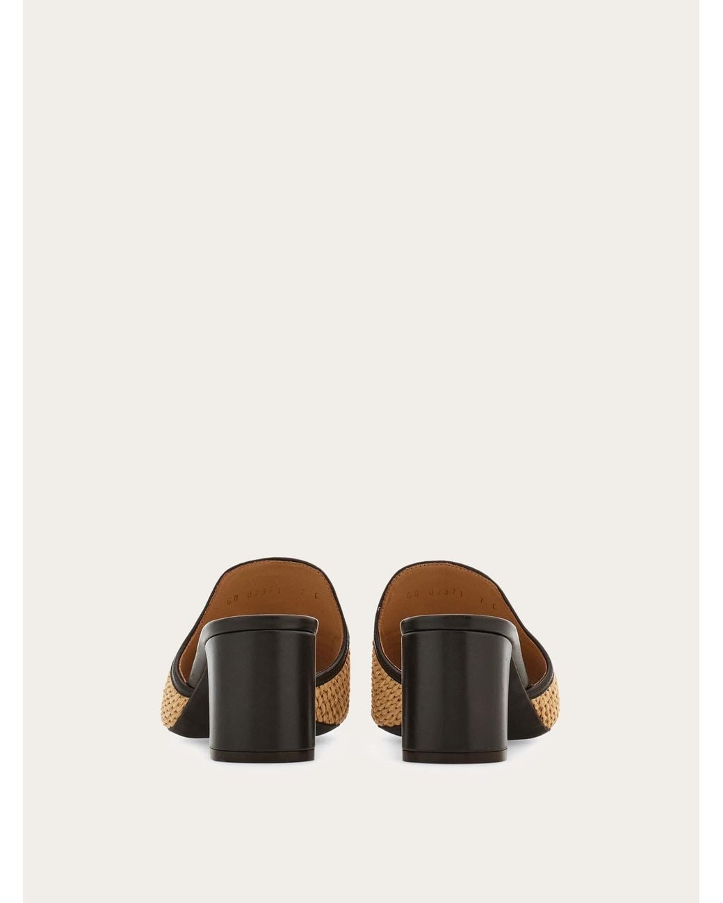 Ferragamo Natural Gancini Ornament Mid-Heel Slide