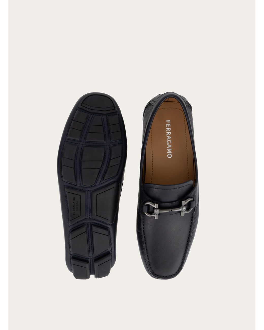 Ferragamo White Gancini Ornament Driver for men