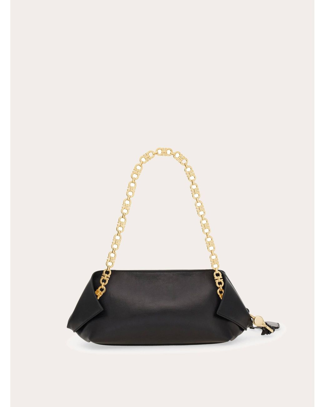 Ferragamo White Gancini Chain Folded Shoulder Bag (S)