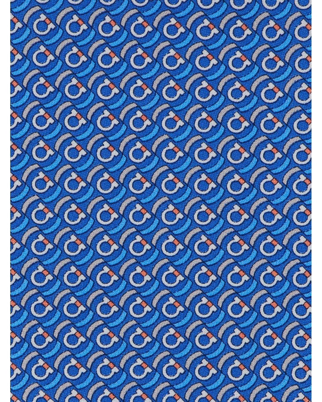 Ferragamo Blue Brackets Print Silk Tie for men