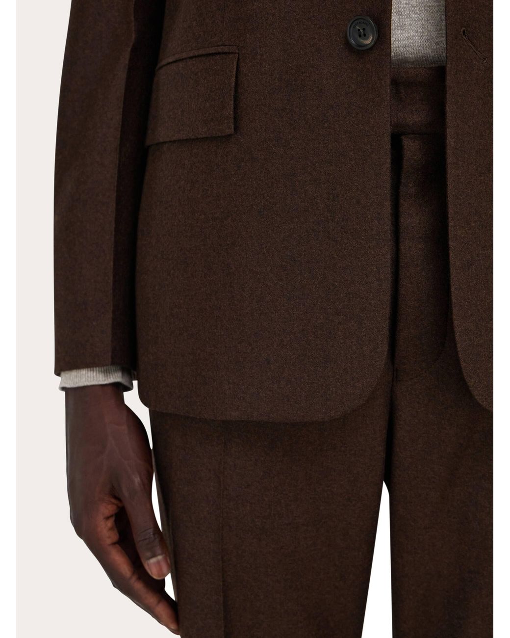 Ferragamo Brown Single Breasted Flannel Blazer for men