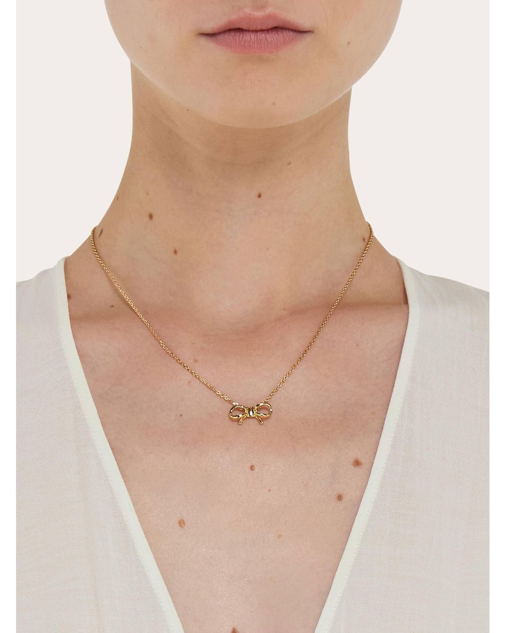 Ferragamo Natural Necklace With Bow Pendant
