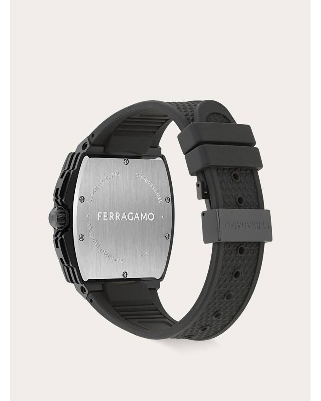 Ferragamo Black F-80 Tonneau Watch for men