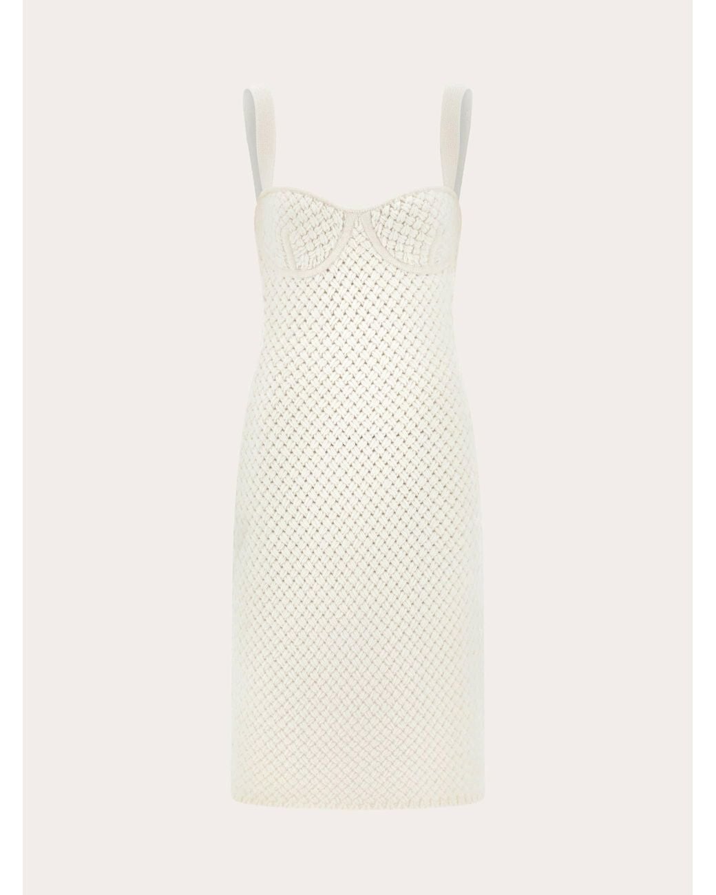 Ferragamo White Knitted Dress