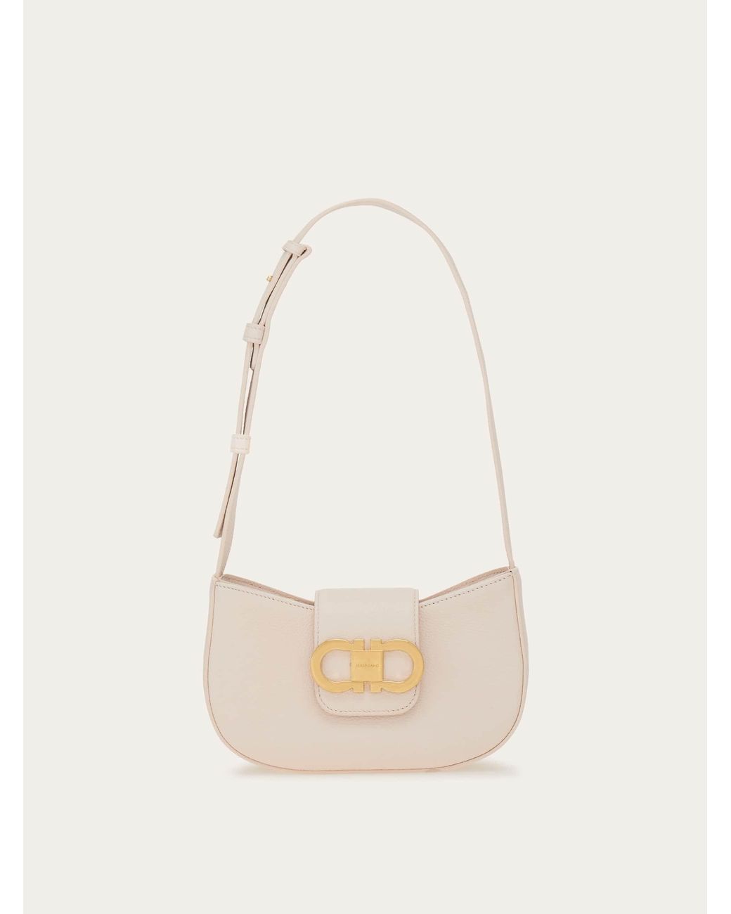 Ferragamo White Double Gancini Mini Shoulder Bag