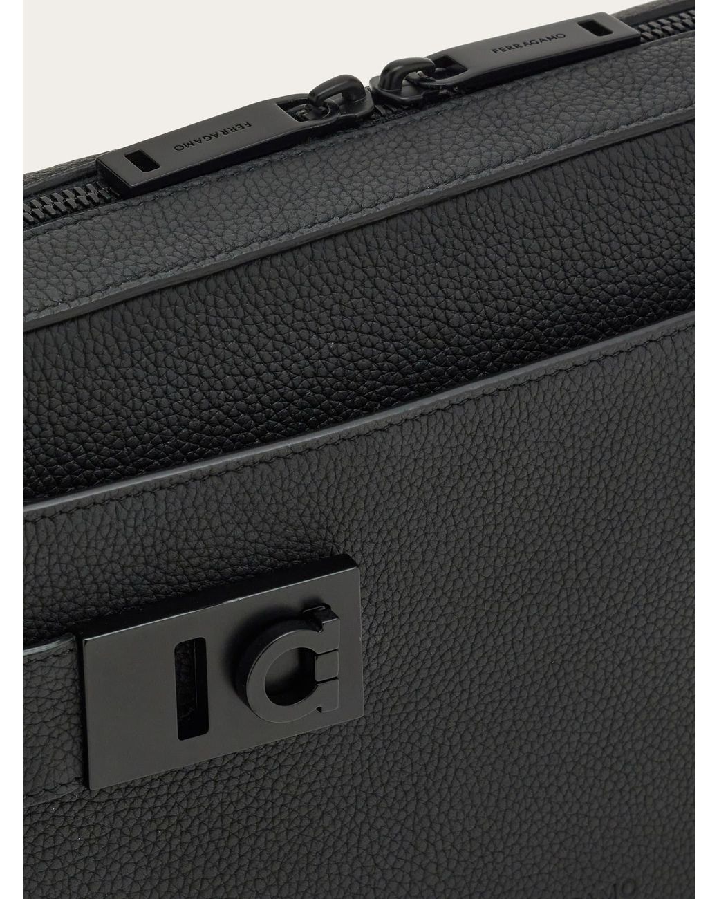 Ferragamo Black Shoulder Bag With Gancini Buckles for men