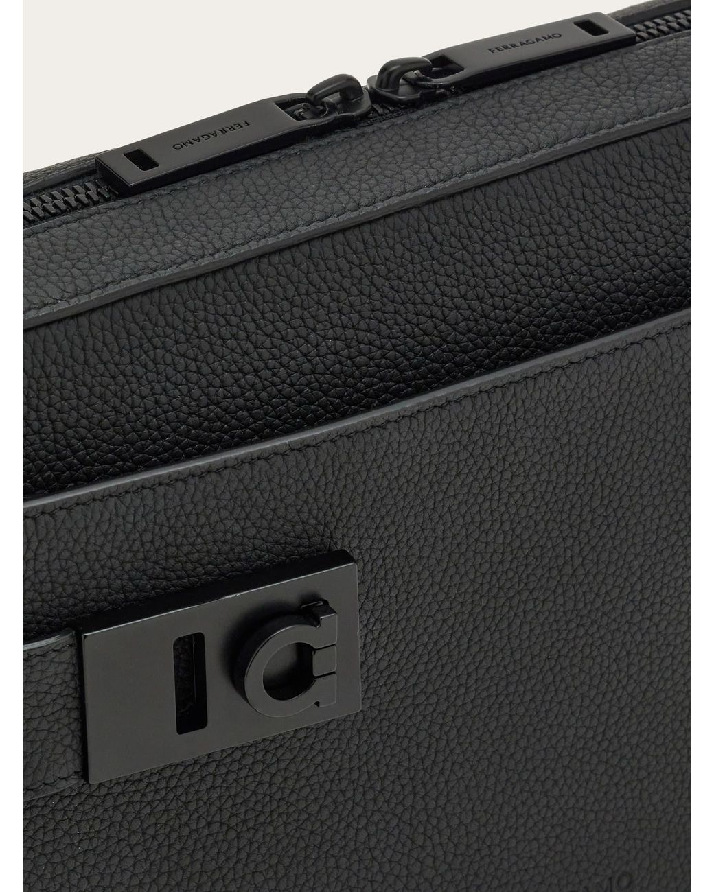 Ferragamo Black Shoulder Bag With Gancini Buckles for men