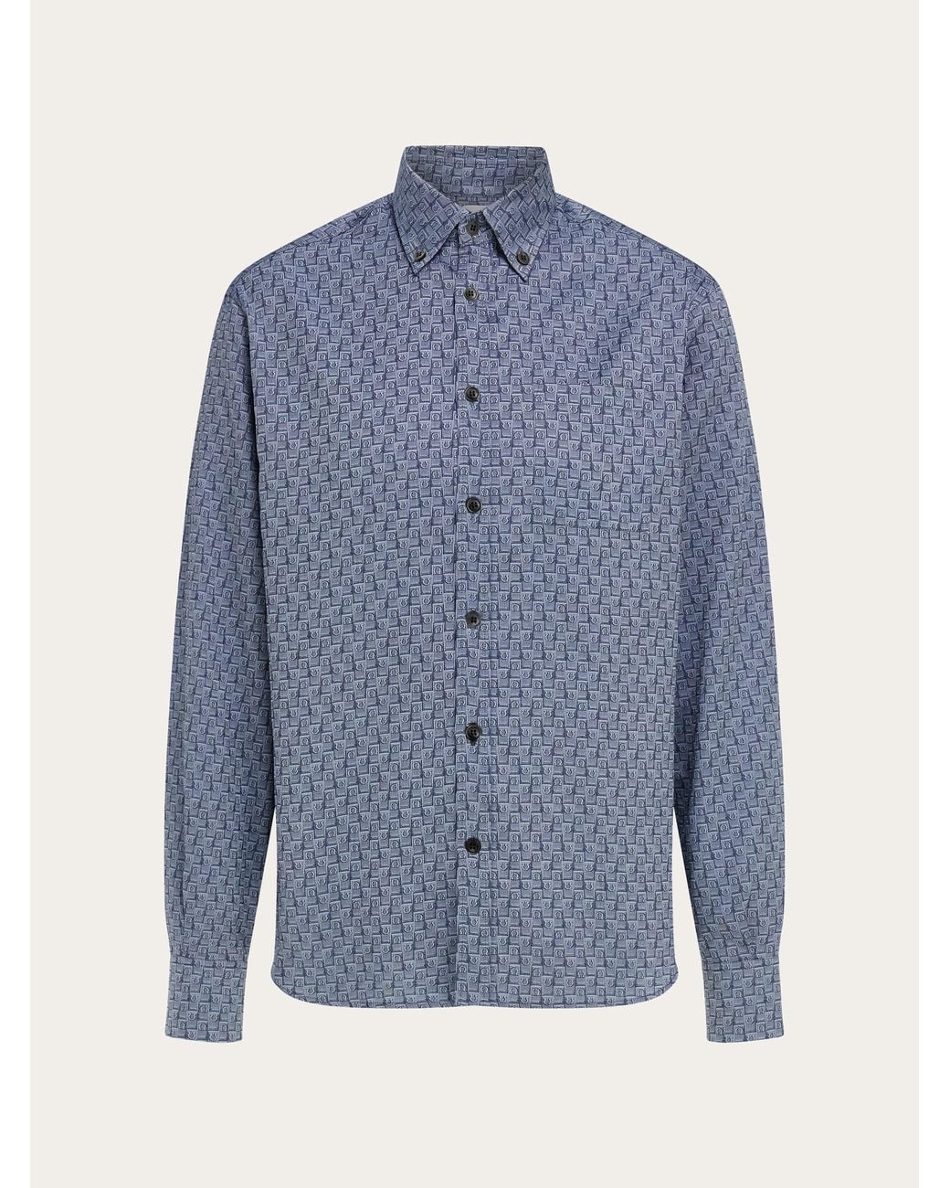 Ferragamo Blue Monogram Shirt for men