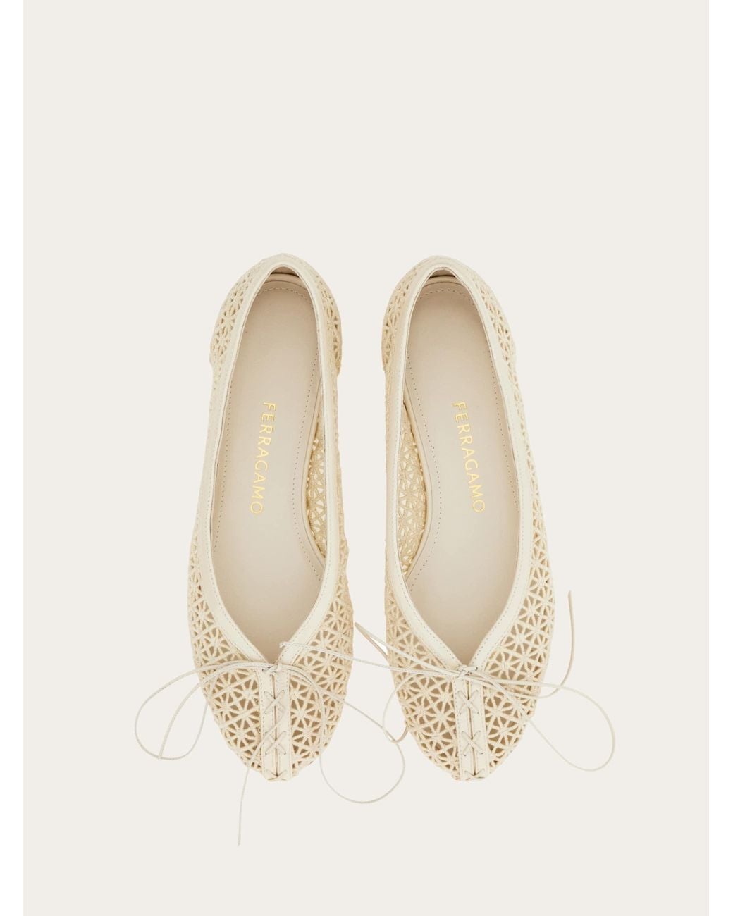Ferragamo Natural Lace Ballet Flat
