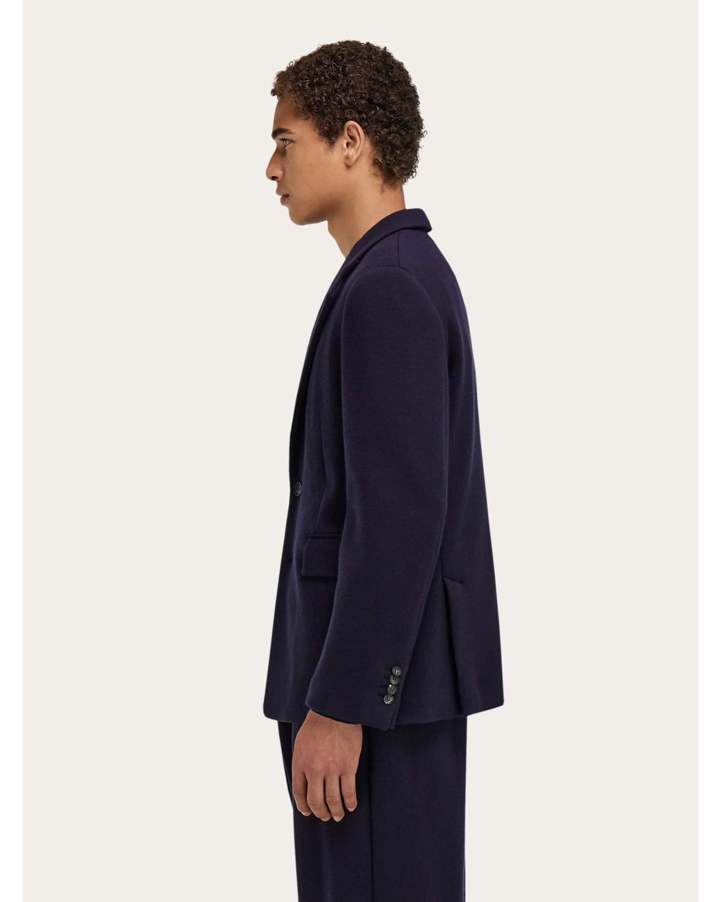 Ferragamo Blue Single Breasted Jersey Blazer for men