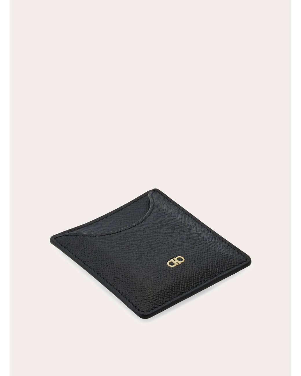 Ferragamo Black Micro Gancini Business Card Holder for men