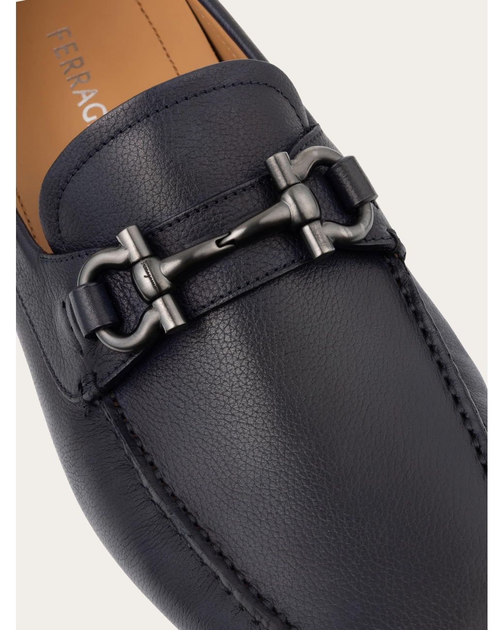 Ferragamo White Gancini Ornament Driver for men