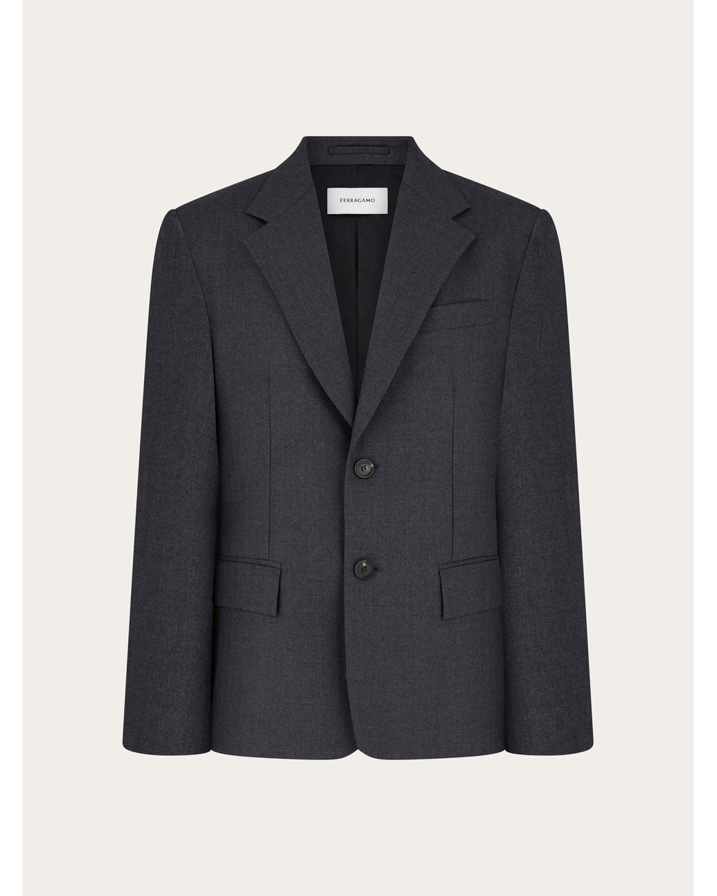 Ferragamo Blue Single-Breasted Pure Wool Blazer for men