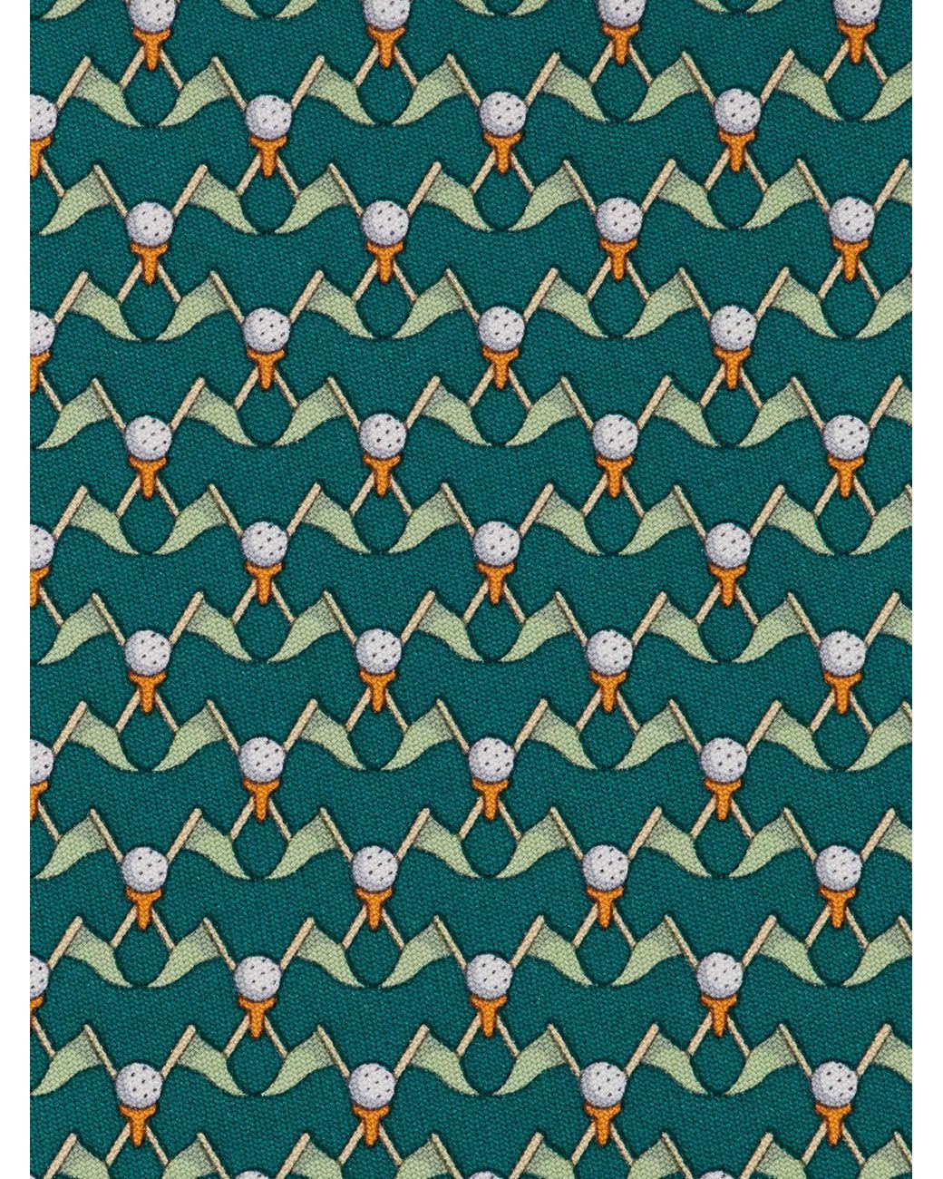 Ferragamo Green Club Print Silk Tie for men