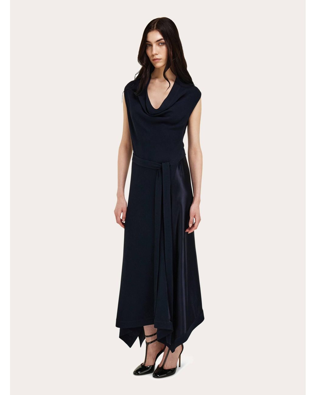 Ferragamo Blue Asymmetric Dress