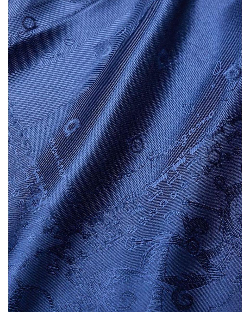 Ferragamo Blue Palazzo Spini Feroni Silk Jacquard Scarf