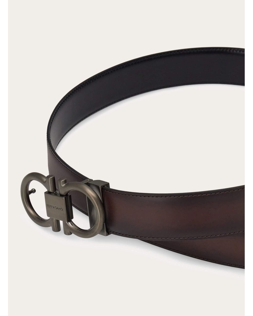 Ferragamo Brown Reversible And Adjustable Gancini Belt for men