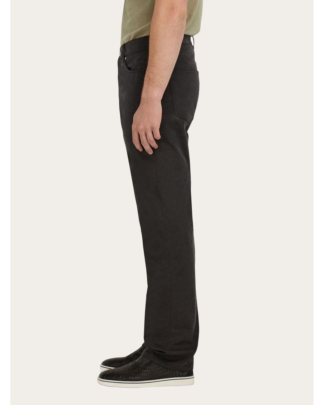 Ferragamo Black Five Pocket Trousers for men