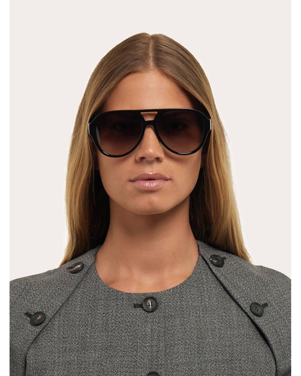 Ferragamo Black Aviator Frame Sunglasses