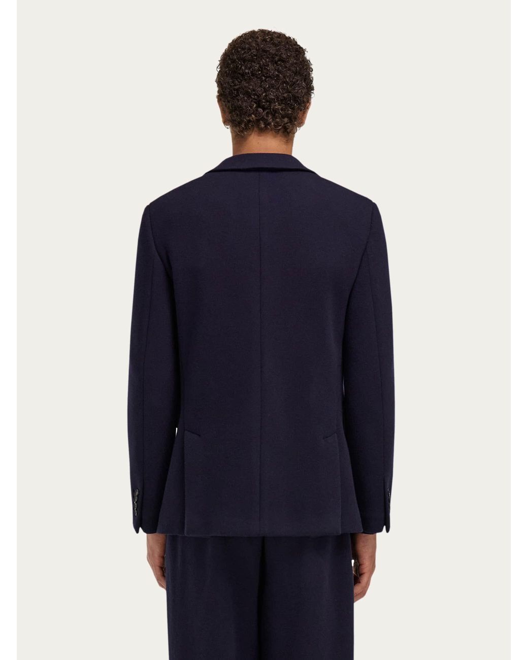 Ferragamo Blue Single Breasted Jersey Blazer for men