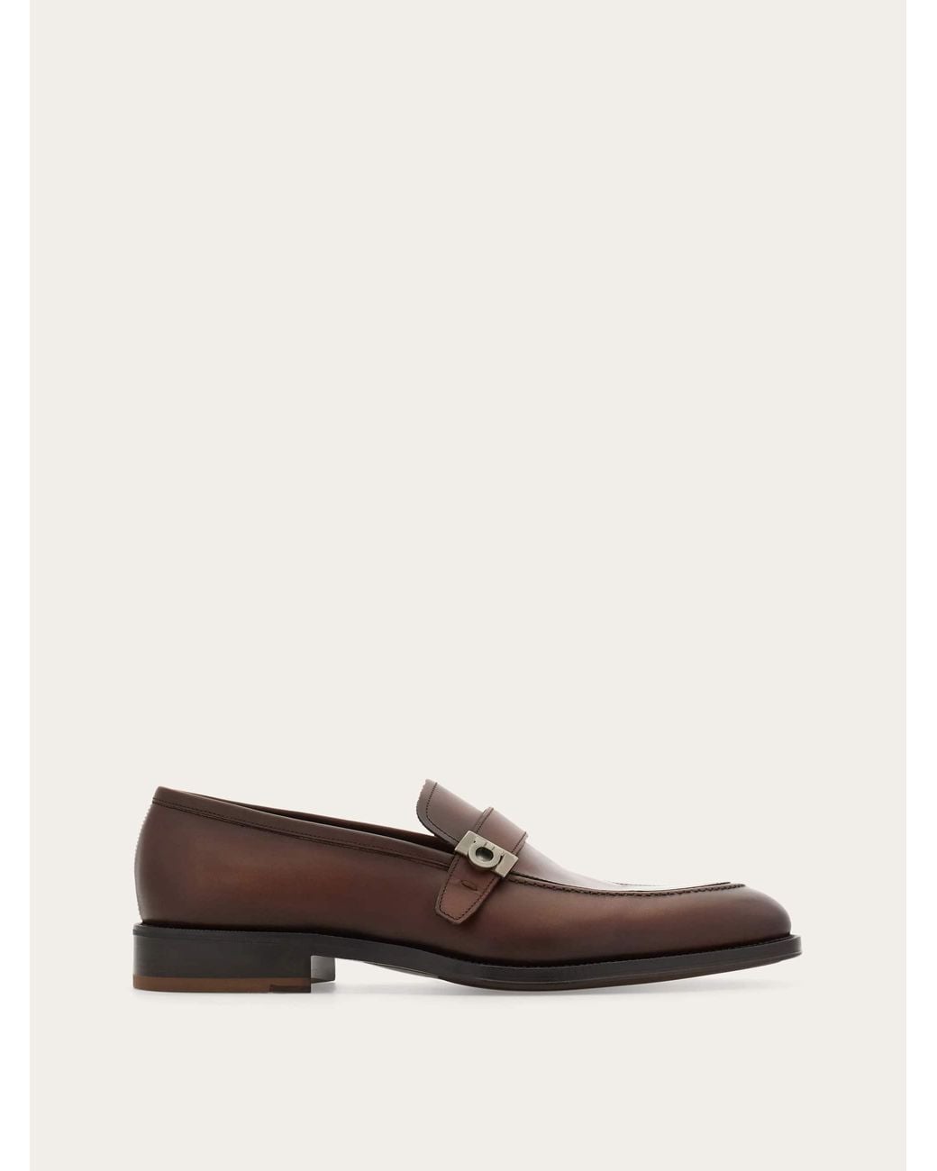 Ferragamo Brown Loafer With Hug Buckle for men